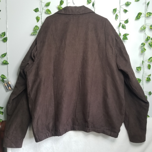 Harbor Bay Brown Lightweight Faux  Suede Classic Full Zip Jacket XL Tall - Picture 11 of 12